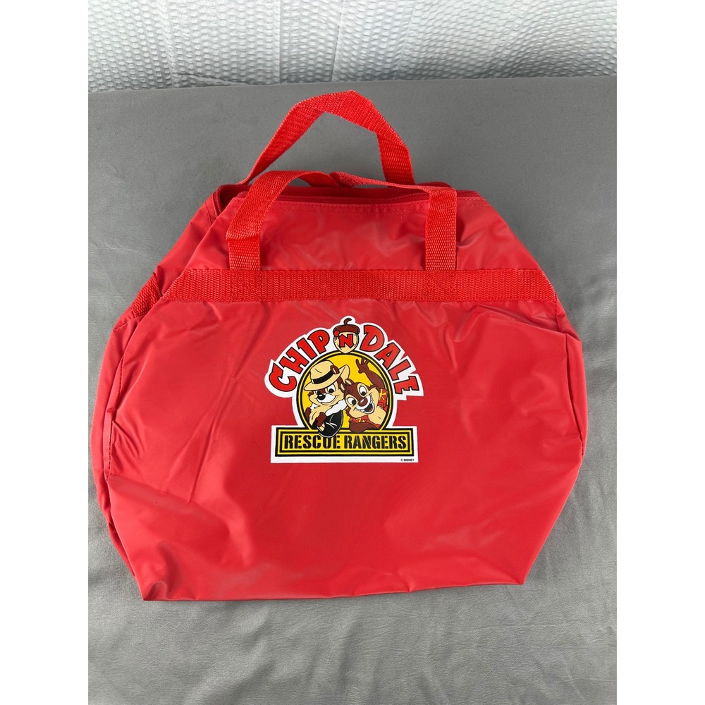 Chip 'N Dale‎ Rescue Rangers 14" Red Vinyl Zipper Duffle Bag Vintage Old Stock